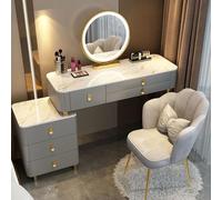 Elegant Makeup Vanity Table with 3 Lighting Modes Spacious Drawers Velvet Chair - Perfect Dressing Table for Girls & Women’s Bedroom Beauty Station