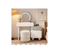 Elegant Makeup Vanity Table with LED Lighting, High Gloss Grey Dressing Desk, Mirror & Stool for Bedroom, Modern Makeup Station, Stylish Bedroom Furniture