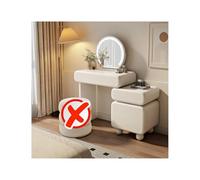 Elegant Makeup Vanity Table with LED Lighting, High Gloss White Dressing Desk with Mirror & Stool, Perfect for Bedroom Decor and Beauty Routine
