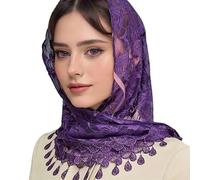 Elegant Mantilla Veils Mass Shawl For Formal Occasion Spanish Lace Headwrap Catholic Chapel Bride For Wedding Wedding, Purple, One Size