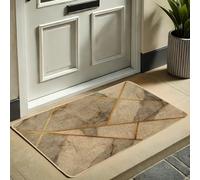 Elegant Marble Pattern Doormat, Beige and Gold Decorative Door Mat for Outdoor & Indoor Entryway, Modern Design, Rubber Waterproof Non-Slip, Easy Clean 29x17 Inch