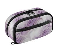 Elegant Marble Purple Pencil Pouch for College & Study, Water-Repellent
