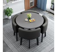 Elegant Marble Round Dining Table Set with 4 Stylish Chairs Ideal for Office Reception & Home Dining Modern Furniture Combination Size: StyleU