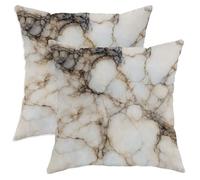 Elegant Marble Throw Pillow Covers Set of 2, Beige and Black Decorative Cushion Cases, Modern Home Decor for Sofa Bed Couch 14x14 Inch