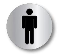 Elegant Mens Toilet Sign - 70mm Circular - Metallic Steel Finish