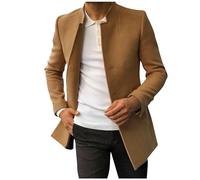 Elegant Men's Wool Coat Thick Mid-Length Winter Trench Coats Stylish Casual Work Business Peacoat Single Breasted Short Trench Coat Casual Jacket 3/4 Long Overcoat Long Sleeve Tops