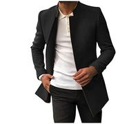 Elegant Men's Wool Coat Thick Mid-Length Winter Trench Coats Stylish Casual Work Business Peacoat Single Breasted Short Trench Coat Casual Jacket 3/4 Long Overcoat Long Sleeve Tops