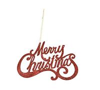 Elegant Merry Christmas Hanging Sign In Rose Gold, Gold, Silver, Red or Blue 26cm by 18cm with Gold Ribbon for Hanging (Red)