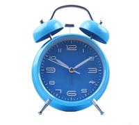 Elegant Metal Bell Clock 4 Inch Size with Loud Alarm for Waking Up Without Disturbing Sleep (Blue)