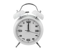 Elegant Metal Bell Clock 4 Inch Size with Loud Alarm for Waking Up Without Disturbing Sleep (White)