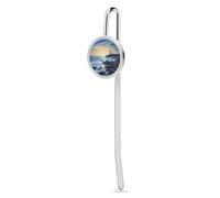 Elegant Metal Bookmark with Crystal Glass Accent, The Seaside Lighthouse Book Marks for Reading Page Markers Gift for Book Lovers Women Men, 1.2"