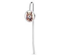 Elegant Metal Bookmark with Crystal Glass Accent, Watercolor Cool Owl Head Book Marks for Reading Page Markers Gift for Book Lovers Women Men, 1.2"