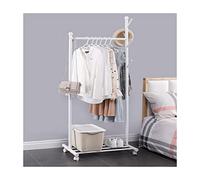 Elegant Metal Clothing Rack with Wheels & Shelves - Versatile Single Bar Hanger for Clothes Space-Saving Wardrobe Solution White 68x43x170 cm