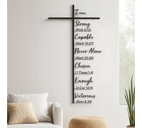 Elegant Metal Cross Wall Art,12"/16"/20" Cross Wall Art Decor, Christian Home Décor Wall Hanging with Crosses and Bible Verse,for Living Room Bedroom Entryway (Contemporary, Black, 19.69 * 15.2in)