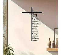 Elegant Metal Cross Wall Decor - Scripture-Inspired Design, Large Christian Wall Cross Decor with Bible Verses, Black Wall Art Ornament for Home Decor, Living Room, Bedroom, Church (L)