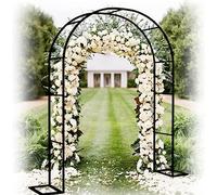 Elegant Metal Garden Arch for Climbing Roses 180 x 220 cm Iron Trellis Wedding Decoration Plant Pergola Outdoor Garden Decor Durable Black Iron Support