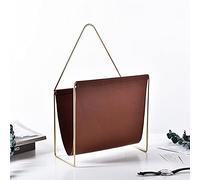 Elegant Metal & Leather Magazine Rack - Light Luxury European Style Holder for Books, Newspapers & Files - Portable Organizer for Office, Bathroom, Living Room & Kitchen