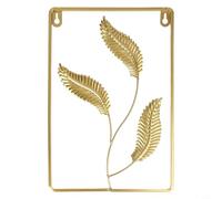 Elegant metal wall pendant with golden For leaf pattern, crafted for decorating living rooms and studies, providing a stylish and artistic visual enhancement (C)