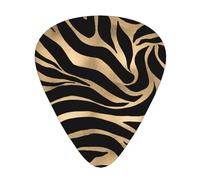 Elegant Metallic Gold Zebra Black Animal Print,12 Pcs Guitar Pick,3 Different Thickness Plectrums for Acoustic Guitar Bass Ukulele (0.46mm 0.96mm 0.71mm)