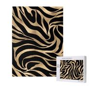 Elegant Metallic Gold Zebra Black Animal Print,500 Pieces Wooden Jigsaw Family Game Jigsaw Puzzles for Adults Teens