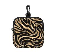 Elegant Metallic Gold Zebra Black Animal Print, Coin Purse Square Zipper Storage Bag, Change Pouch with Lobster Buckle Clasp Buckle, Change Purse