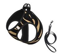 Elegant Metallic Gold Zebra Black Animal Print,Pet Harness,Adjustable Reflective Dog Harness,Pet Leash Vest,M