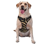 Elegant Metallic Gold Zebra Black Animal Print,Pet Harness,Adjustable Reflective Dog Harness,Pet Leash Vest,S
