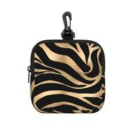 Elegant Metallic Gold Zebra Black Animal Print, Square Zipper Storage Bag, Neoprene Coin Purse, Small Wallets, Change Pouch, Change Purse