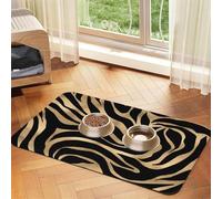 Elegant Metallic Gold Zebra Black Animal Print,Waterproof Pet Feeding Mat,PU Leather Placemats for Cat Dog Water Bowl,Food Mats,30x45cm