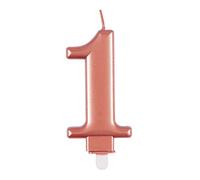 Unique Birthday Candle Number 1 - Elegant Metallic Rose Gold - 1 Pc