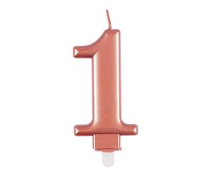 Elegant Metallic Rose Gold Number 1 Birthday Candle - Perfect for Birthday Parties, Anniversaries & More - 1 Pc