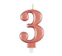 Elegant Metallic Rose Gold Number 3 Birthday Candle - Perfect for Birthday Parties, Anniversaries & More - 1 Pc