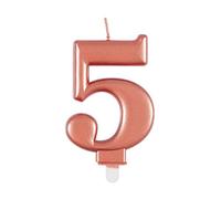 Elegant Metallic Rose Gold Number 5 Birthday Candle - Perfect for Birthday Parties, Anniversaries & More - 1 Pc