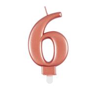 Elegant Metallic Rose Gold Number 6 Birthday Candle - Perfect for Birthday Parties, Anniversaries & More - 1 Pc