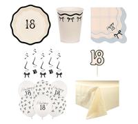 Elegant Milestone 18th Birthday 6 Person Deluxe Party Pack - Party Set with Tableware, Balloons, Swirls & Candle