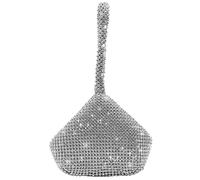 Elegant Mini Soft Body Bridesmaid Women Girl Bride Bling Diamante Crystal Prom Cocktail Party Wedding Engagement Evening Bag Purse Clutch Pouch Silver
