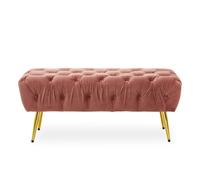 Elegant Mink Velvet Footstool with Gold Leg, Velvet Upholestered Ottoman Stool, Decent Rectangular Footrest Premier Housewares Pink One Size