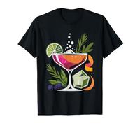 Elegant Mocktail Glass Botanical Illustration Zero Proof T-Shirt