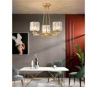 Elegant Modern Circular Chandelier - Prismatic Crystal LED Round Pendant Light for Living Room Gold Finish Traditional Style Perfect Small Gift - 6 Heights Available