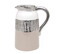 Elegant Modern Decorative Designer Ceramic vase/jug in Cappuccino/Silver/White. Dimensions (L x W x H): 16.5 x 12.5 x 20.5 cm.
