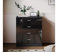 ELEGANT Modern High Gloss 4 spacious Drawer Chest with Metal Handles for Bedroom or Home Storage Organizer, Black
