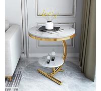 Elegant Modern Marble Round Coffee Table - 2-Tier Living Room End Table Stylish Sofa Side & Hotel Bedside Table for Contemporary Home Decor.