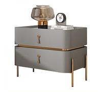 Elegant Modern Nightstand with Metal Legs 2 Drawer Design Stylish Home Decor for Bedroom & Living Room Light Gray 40x40x50 cm Contemporary Furniture