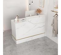 Elegant Modern Reception Desk with Lock Keyboard Shelf & Cash Register Space - Stylish Office & Retail Furniture for Professional Reception Areas and Workspaces