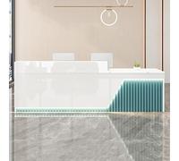 Elegant Modern Reception Desk with Lockable Drawers & Cabinet - Stylish Front Counter for Office, Retail, Salon & SOHO Business Spaces