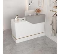 Elegant Modern Reception Desk with Lockable Drawers & Keyboard Shelf Perfect for Salons Retail Stores & Cash Register Areas - Stylish & Functional (A1)