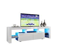 ELEGANT Modern TV Stand Cabinet with LED, 160cm White High Gloss TV Unit