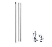ELEGANT Modern Vertical Radiator Double Designer White Tall Upright Radiators Central Heating Wall Panel 1800 x 300 mm with Chrome Thermostatic Valves Set