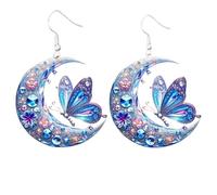 Elegant Moon & Butterfly Dangle Earrings, Gothic Luna Moth Acrylic Drop Earrings for Women, Lightweight Vintage Dragonfly Statement Pendant for Valentine's Day Mother's Day Gift (Butterfly)