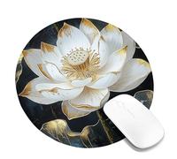 Elegant Mouse Pad with Gold and White Floral Pattern, Non-Slip Mouse Pad for Home and Office, Ideal for Spring and Summer, 8" x 8"